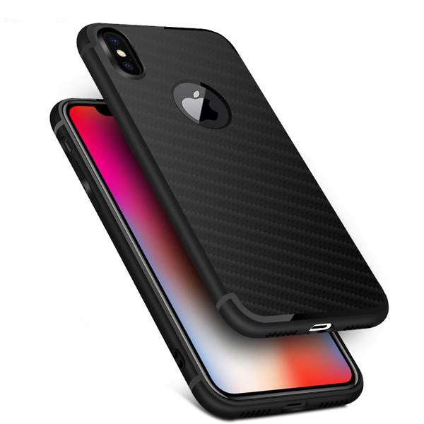 Fiber Texture TPU Silicone soft back Case for iPhone X