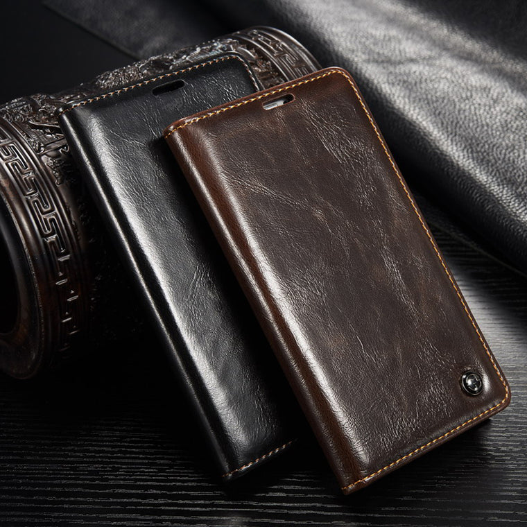 Leather Magnet Flip Wallet Case For Samsung Galaxy