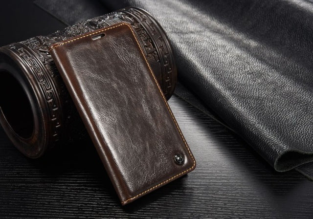 Leather Magnet Flip Wallet Case For Samsung Galaxy