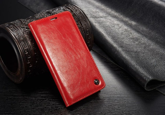 Leather Magnet Flip Wallet Case For Samsung Galaxy