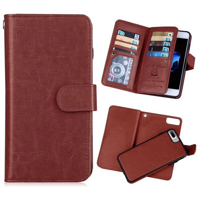 Multi Function 2 in 1 Leather Wallet Case For Apple iPhone