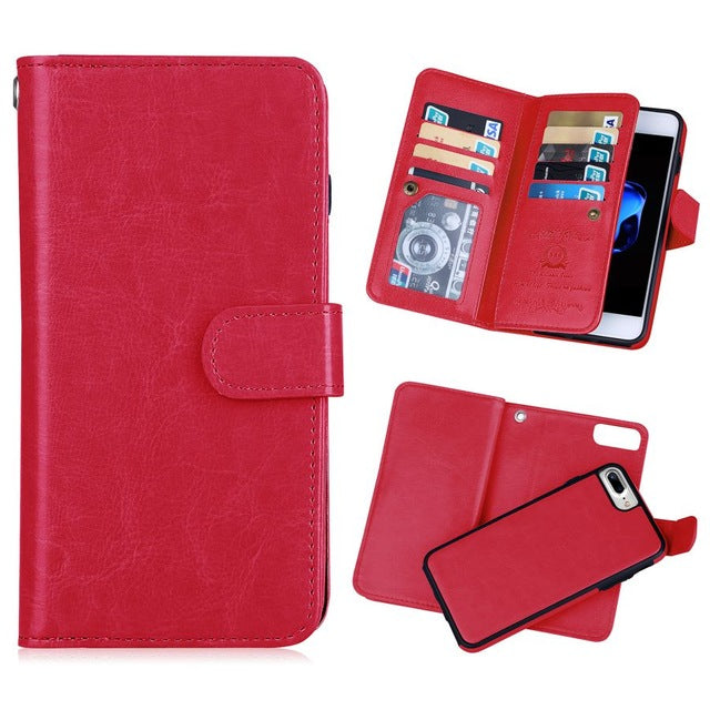 Multi Function 2 in 1 Leather Wallet Case For Apple iPhone