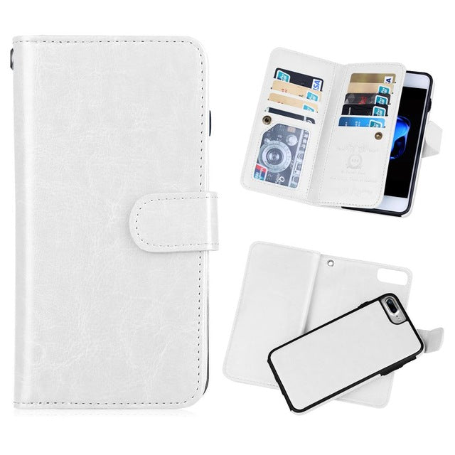 Multi Function 2 in 1 Leather Wallet Case For Apple iPhone