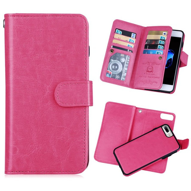 Multi Function 2 in 1 Leather Wallet Case For Apple iPhone