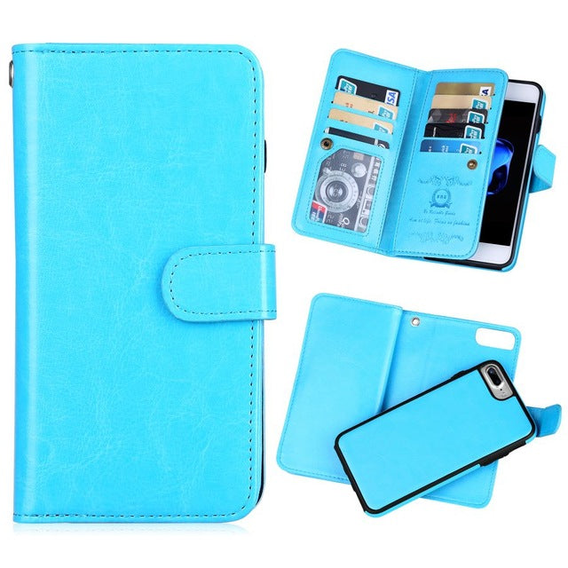 Multi Function 2 in 1 Leather Wallet Case For Apple iPhone