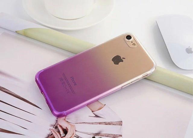 Ultra Thin Glitter Gradient TPU Case For iPhone 5 5S X 6 6S 7 Plus