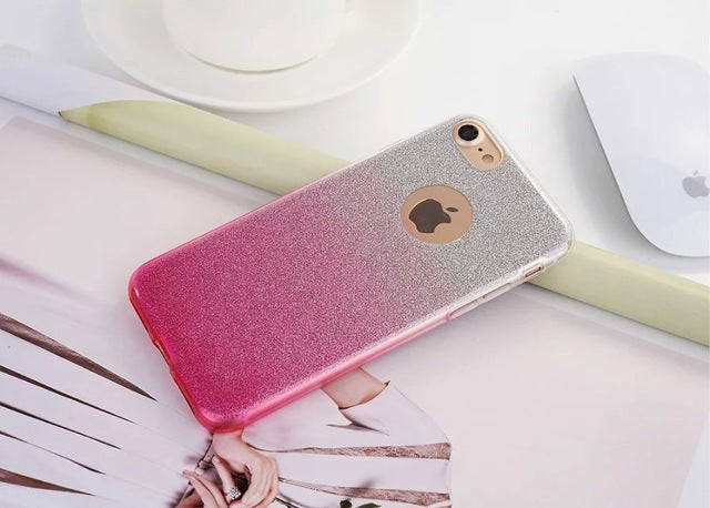 Ultra Thin Glitter Gradient TPU Case For iPhone 5 5S X 6 6S 7 Plus