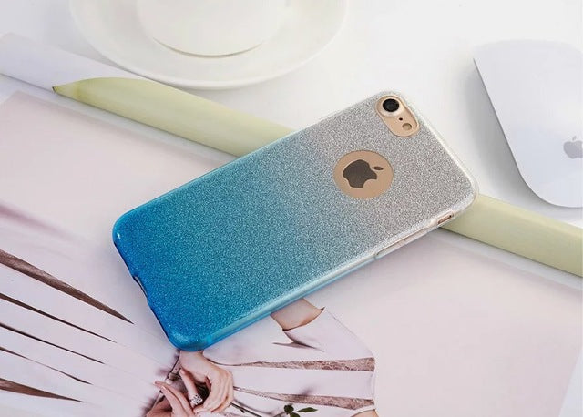 Ultra Thin Glitter Gradient TPU Case For iPhone 5 5S X 6 6S 7 Plus