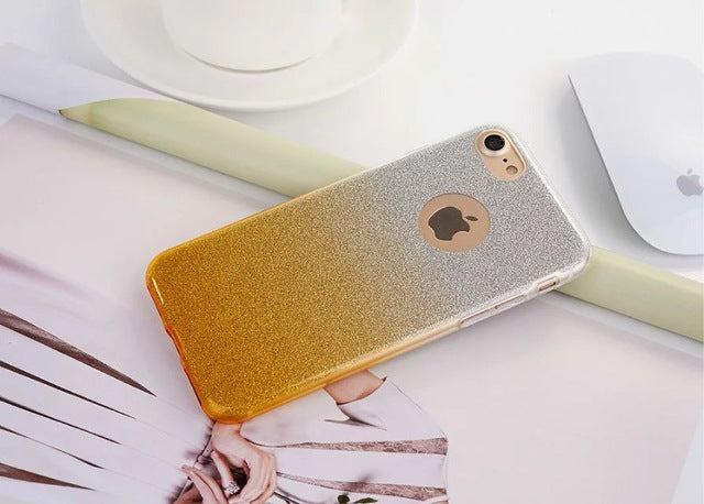 Ultra Thin Glitter Gradient TPU Case For iPhone 5 5S X 6 6S 7 Plus