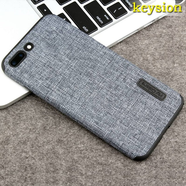 Fashion Linen Cloth and TPU Silicone soft Anti-knock Cover for iPhone 8 8 Plus 7 7 Plus