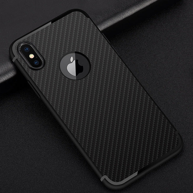 Fiber Texture TPU Silicone soft back Case for iPhone X