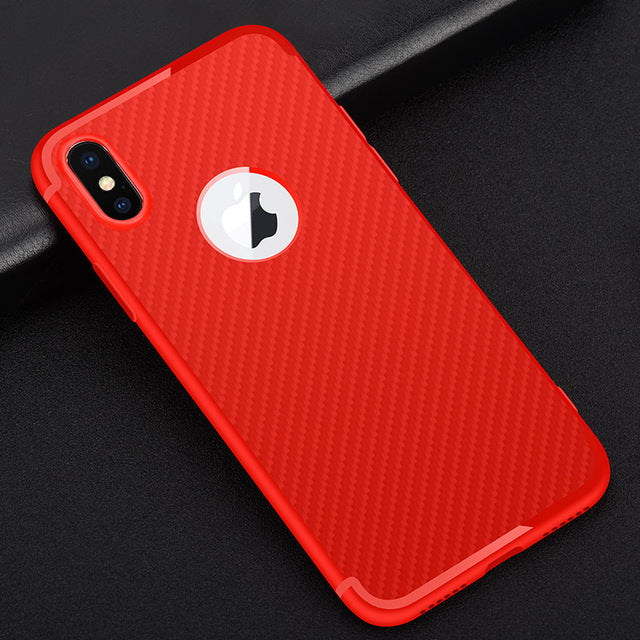 Fiber Texture TPU Silicone soft back Case for iPhone X